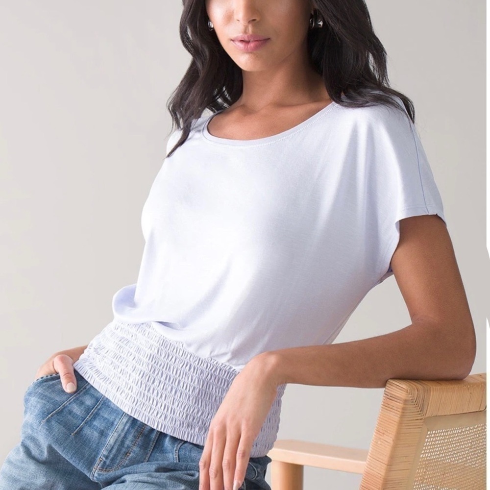 WHITE HOUSE BLACK MARKET Smocked Waist Knit Tee